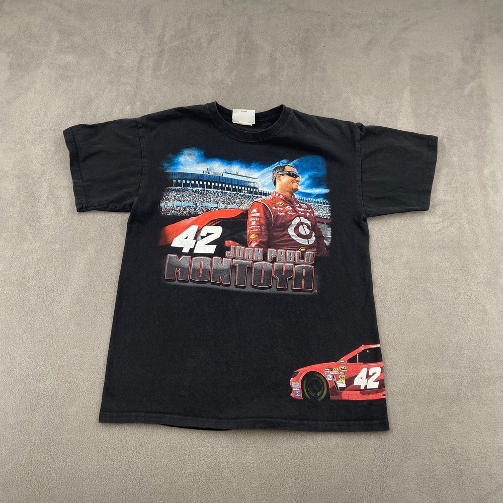 Vintage Chase Authentics NASCAR Racing T Shirt Sz S Black Juan Pablo Montoya #42